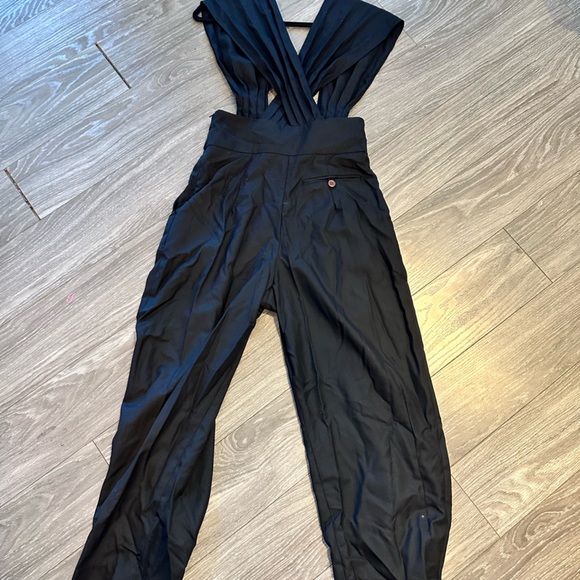 Rachel Comey Black Pleated Ballon Style Cinch Waist Tapered Hem Jumpsuit, Size 4 - Picture 6 of 11